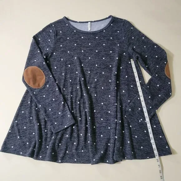Beeson River Womens Navy Polka Dot Long Sleeve Crew Neck Tunic - Picture 9 of 14